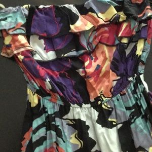 Floral, strapless, maxi dress